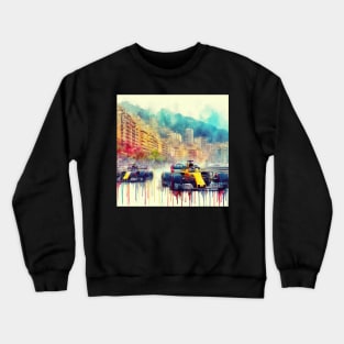 Artistic illustration of high speed racing cars in Monte Carlo Crewneck Sweatshirt